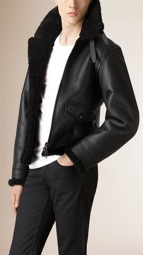 burberry black shearling vest|burberry aviator jacket.